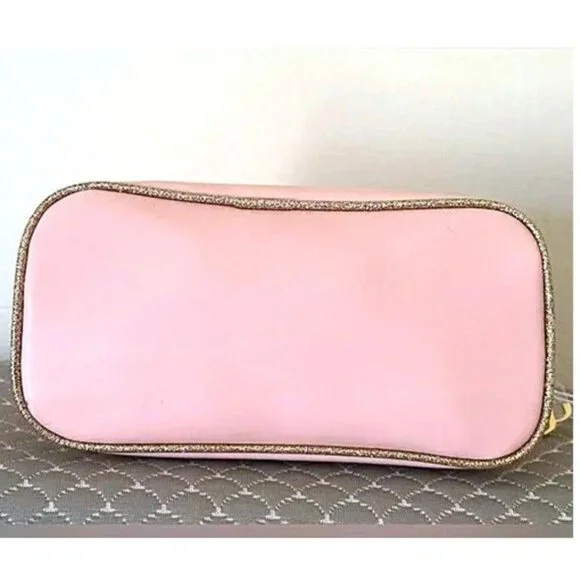 Jimmy Choo Perfumes Bag Makeup Designer cosmetic Bag Pink Gold Glitters Luxury - Picture 2 of 3